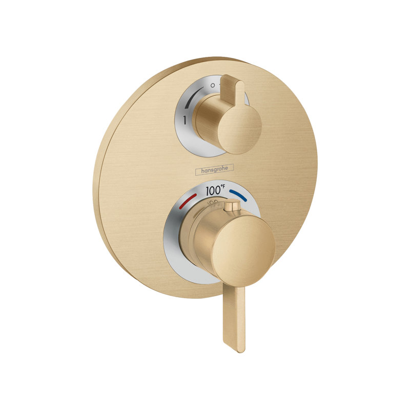 Hansgrohe Ecostat S Modern 2-Handle 6-Inch Wide , Temperature Memory, Thermostatic Valve Trim Only, Brushed Bronze