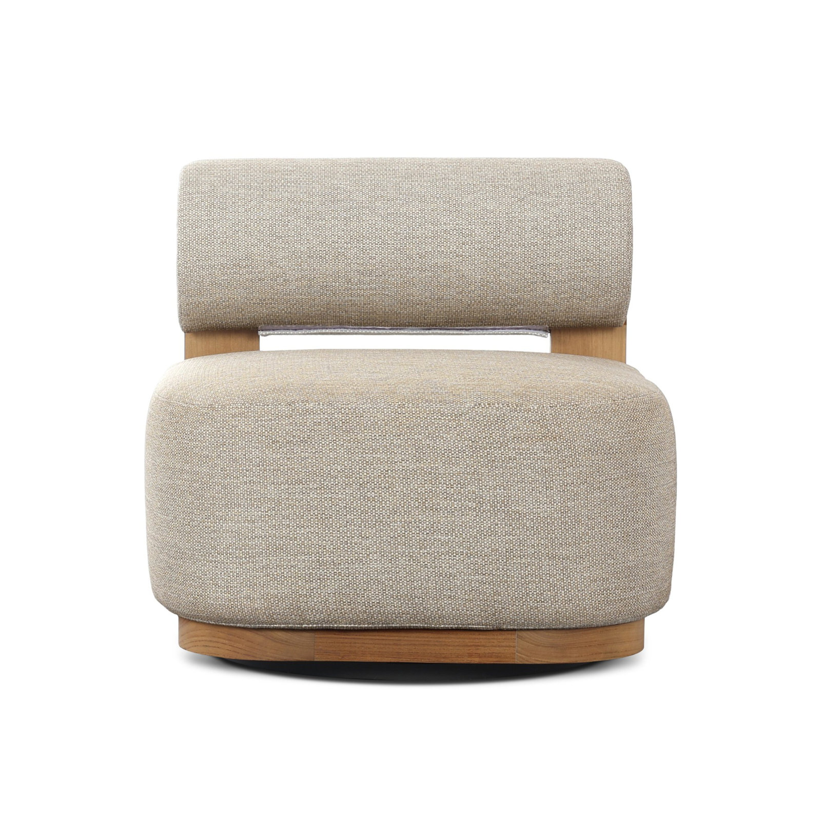 Teak Swivel Patio Lounge Chair, Faye Sand, Natural Teak
