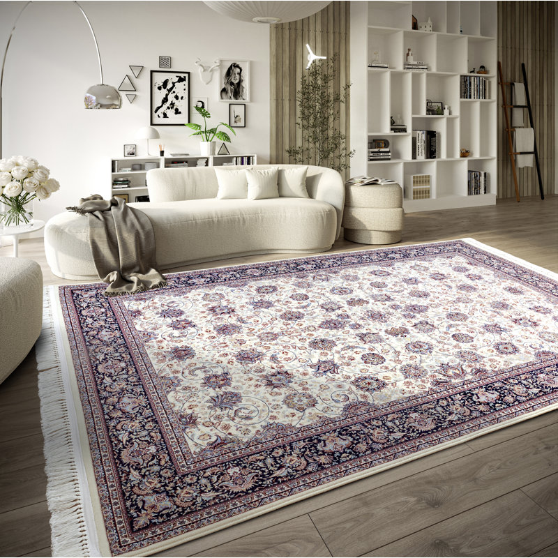 Kollektion 1870 Machine Woven Blue/Ivory Indoor Rug, Rectangle 155 x 235cm