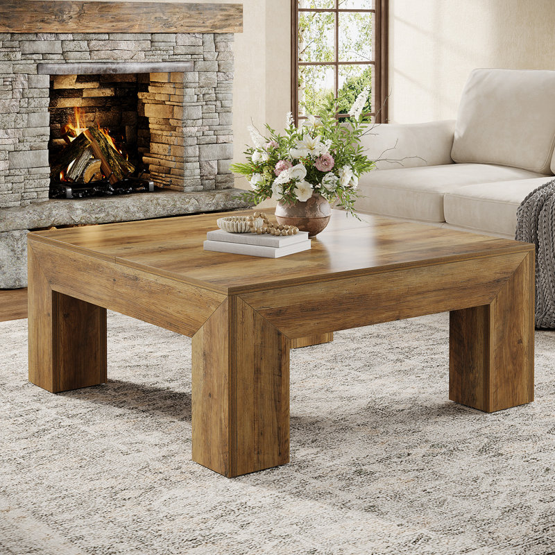 Table basse carrée 39,4 ", Brun rustique
