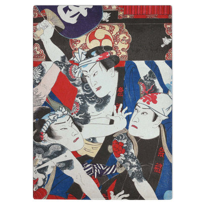 Tempered Glass Three Actors by Toyohara Kunichika Chopping Board