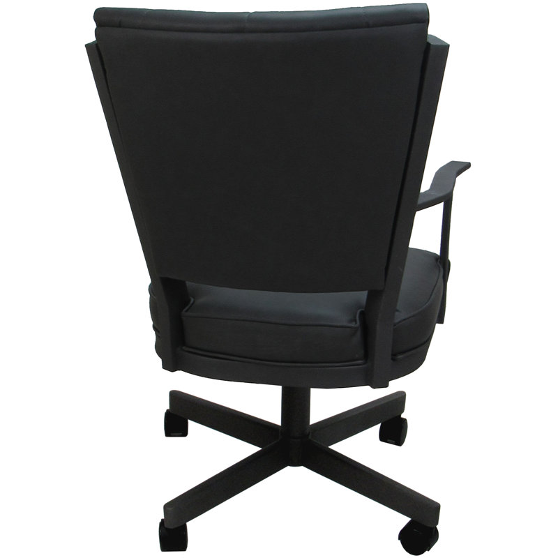 Danyael Metal Dining Caster Chair with Arms, Gray, Gray