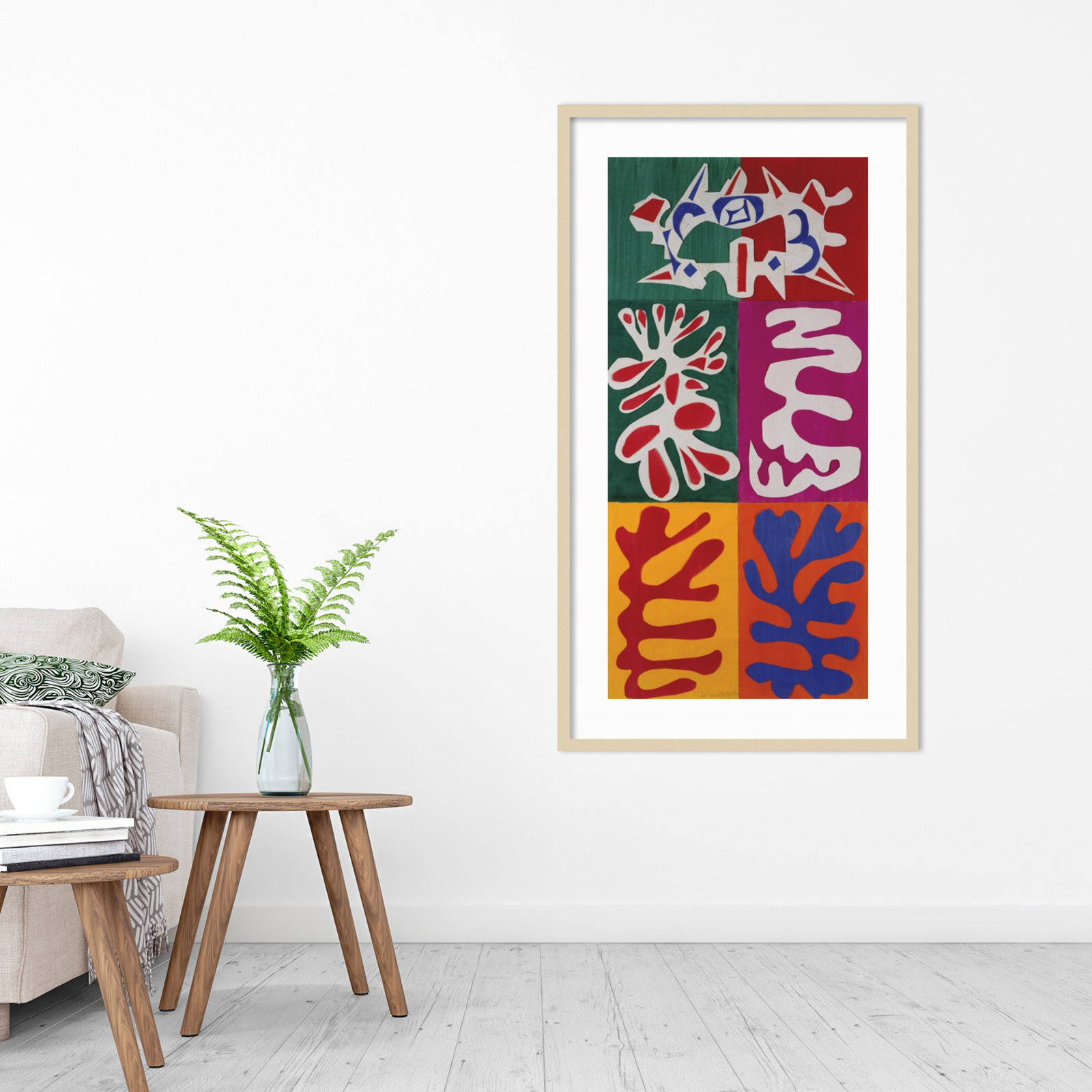 Panel With Mask 1947 by Henri Matisse, 44" H x 25" W, Brown Framed Paper