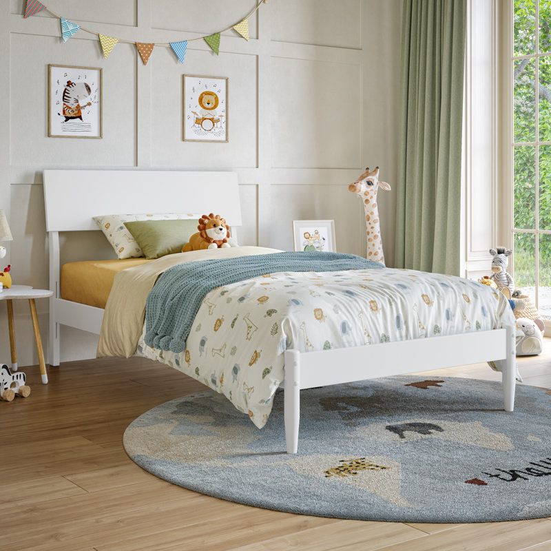 Bradford Platform Bed with Adjustable Headboard, Twin, White