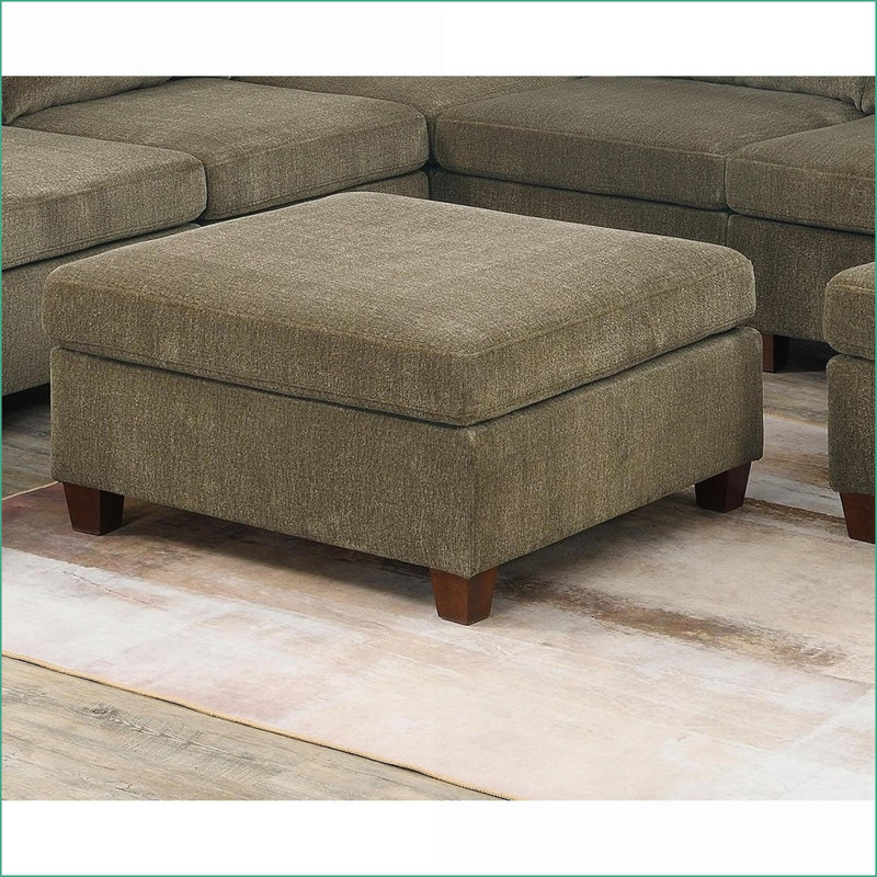 Repose-pieds de salon modulaire en chenille brun clair brun clair contemporain | Brun | Bois