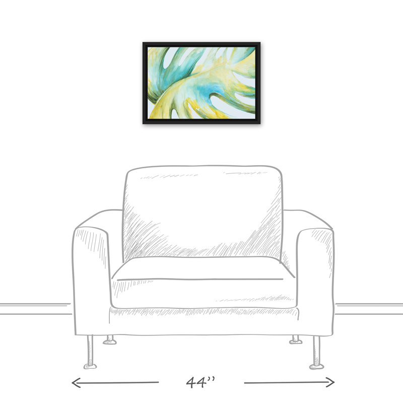 Feuille de palmier vif encadrée sur toile, L 19,75 po x H 13,75 po
