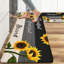 Tapis de cuisine tournesol à motif de remerciements pour cuisine et maison de campagne, noir et jaune, 2 pièces