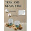Vase en teck et verre Loon Peak®, vase cylindrique sur souche de teck naturel - décor rustique polyvalent pour fleurs fraîches, pot de fleurs succulentes et décorations bohémiennes, 13 po de long, 11 po de large et 7,5 po de haut
