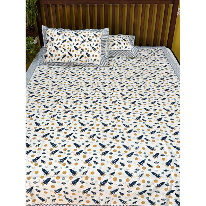 Ensemble de draps en coton Blue Space