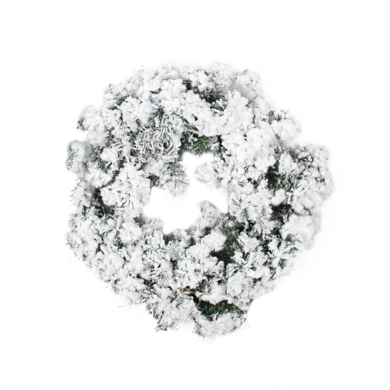 Couronne de Noël artificielle en pin lourdement floqué - 24 pouces