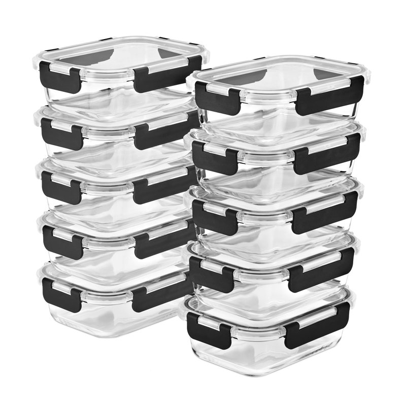  Contenants de préparation de repas en verre avec couvercles hermétiques