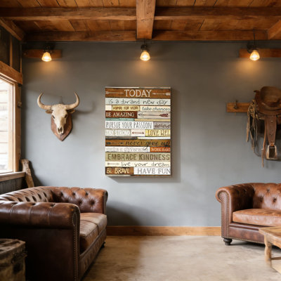 Art mural encadré en bois brun, 20 x 30 pouces, Brown White Quotes