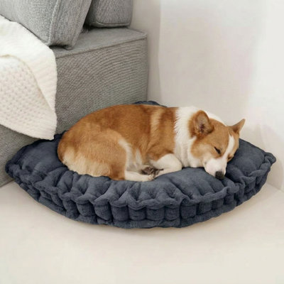 Corner Floor Cushion For adults or pets, Floor Pillow, Gap Filler Between Bed and Wall for Sitting or Yoga, Pizza Cushions Thick, Living Room, Fireplace, 22*22in-Blue