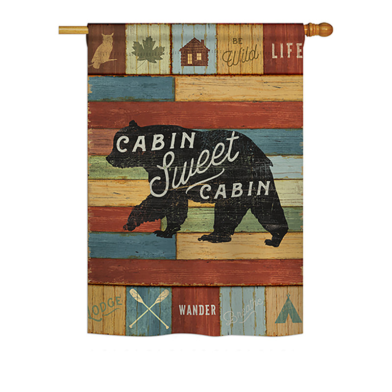 Drapeau de maison en polyester 40 x 28 po Belfield Cabin Sweet Cabin