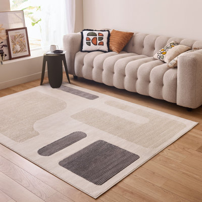 Aura Collection Living Room Rugs Abstract Design in Grey