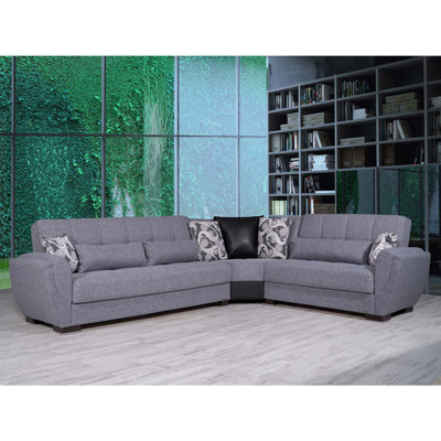 PrimeNest SkyHaven Collection Upholstered Convertible Sectional with Storage