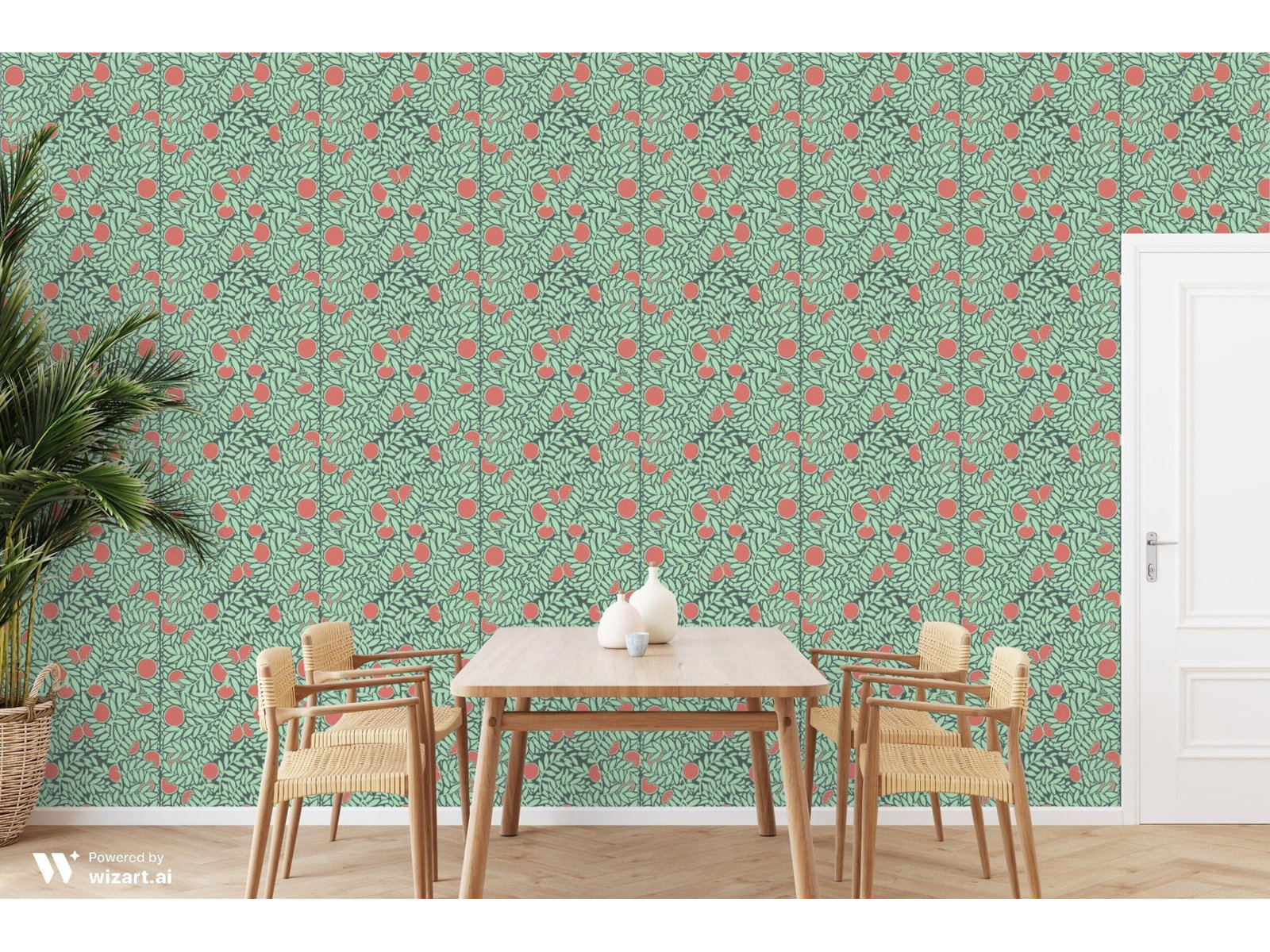 Signature Self-Adhesive Wallpaper, Mint Coral, Self-adhesive, PVC