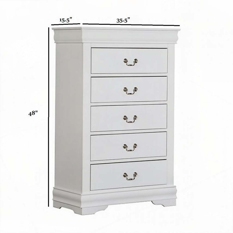 Commode 5 tiroirs, Blanc