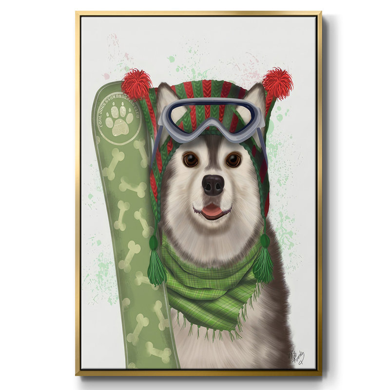 Snowboard de Noël Husky, H 41 po x l 27 po x P 1,5 po, Or