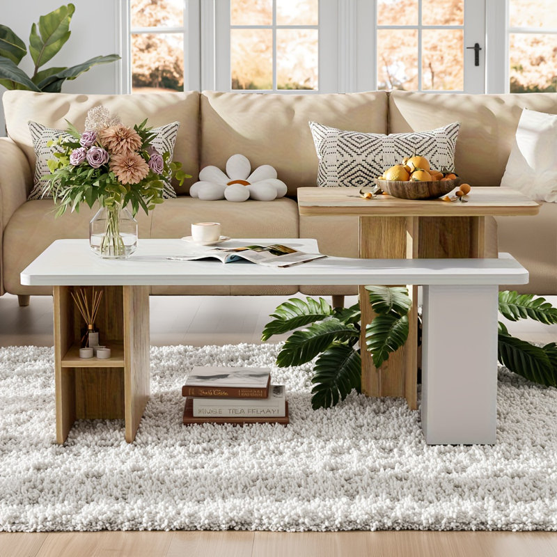 Ensemble de 2 tables basses gigognes Farmhouse, Blanc