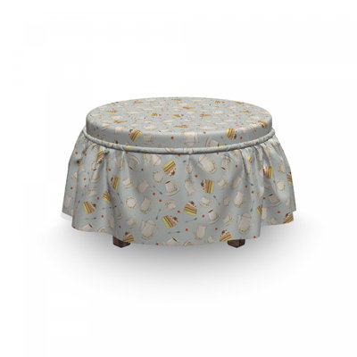 Ensemble de housse pour repose-pieds à coussins carrés pour gâteaux de café 2 pièces tea party