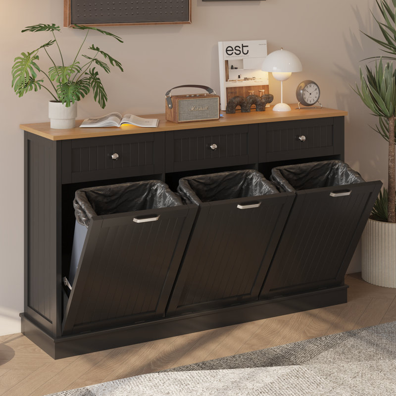 Poubelle en bois manufacturé - 30 gallons, Noir