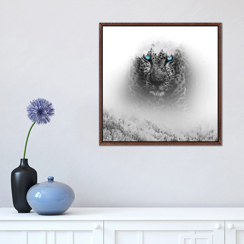 Tiger I by Paul Haag - Print on Canvas, 45.72 cm H x 45.72 cm W, Classic Brown Wood Framed