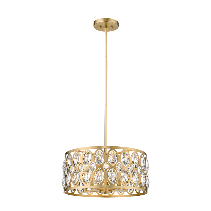Lustre cylindrique unique à 5 lumières Delphina, Laiton antique, H 9 po x l 19,75 po x P 19,75 po