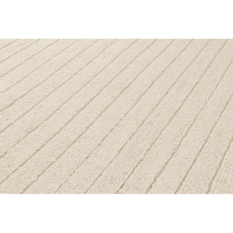 Wool Striped Area Rug in White, Rectangle 5' x 8'