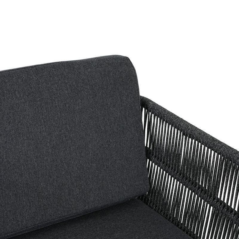 Ensemble de 2 chaises de salle à manger d'extérieur, structure en aluminium avec coussin gris, capacité de 300 lb, sièges de patio toutes saisons pour la cour, la terrasse et le jardin
