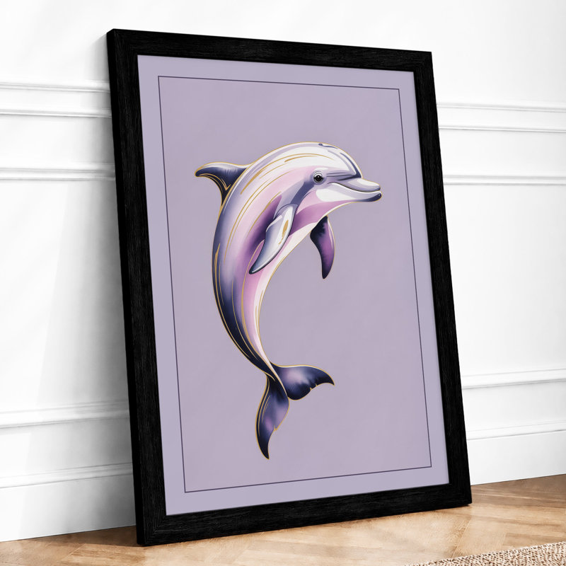 Leaping Dolphin Coastal - Print, A1 - 84.1 x 59.4 cm, Black