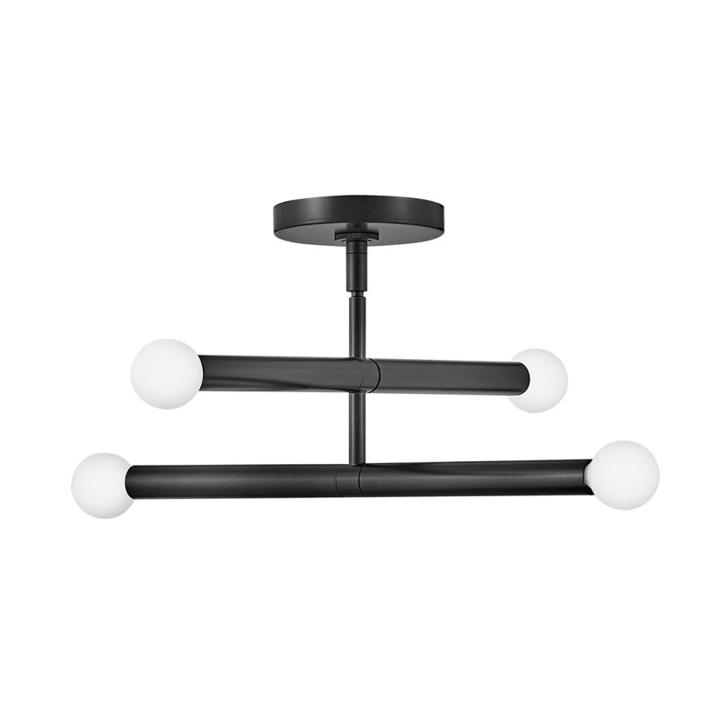 Luminaire suspendu unique à niveaux à 4 lumières Kenza, Noir