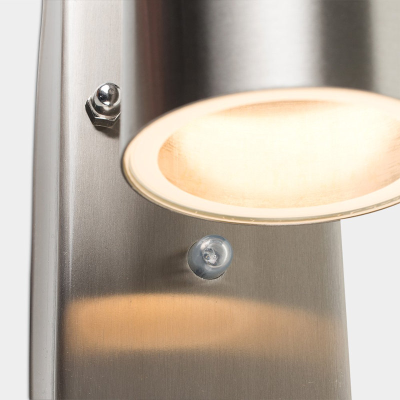 Timera Stainless Steel Outdoor Armed Sconce with Dusk to Dawn, Cool White