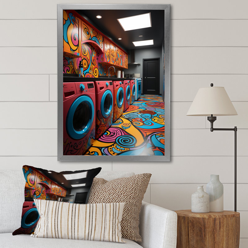 Blanchisserie, impression artistique sur toile II, H 32 po x l 24 po x P 1 po, Cadre photo argenté