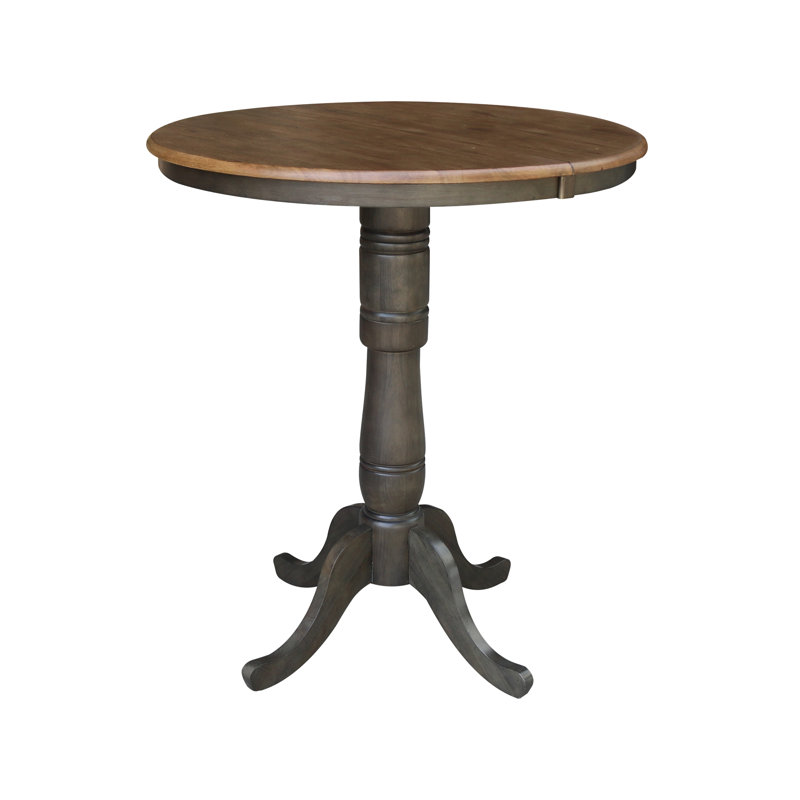 Dragana 48 " Extendable Rubberwood Solid Wood Top with Solid Wood Base Dining Table, Hickory/Washed Coal