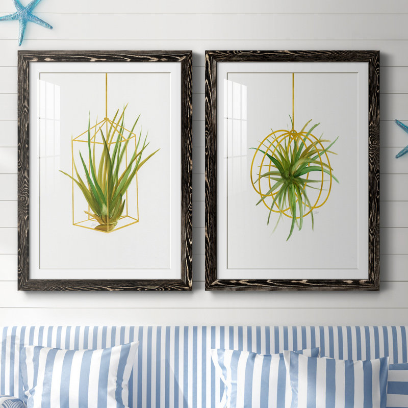 «Hanging Airplant II», ensemble de 2 impressions, Papier encadré noir, H 32 po x l 23 po x P 1 po