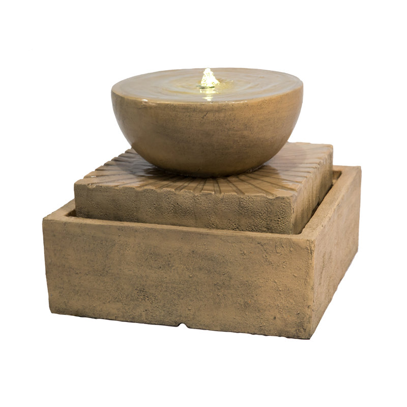 Hand Crafted Weather Resistant Floor Fountain with Light