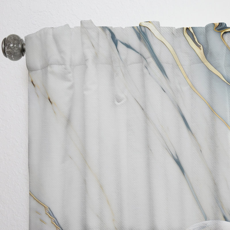 Rideau en velours moderne à motif abstrait géométrique doré et blanc III - obscurcissant - 1 panneau, L 52 po x L 63 po