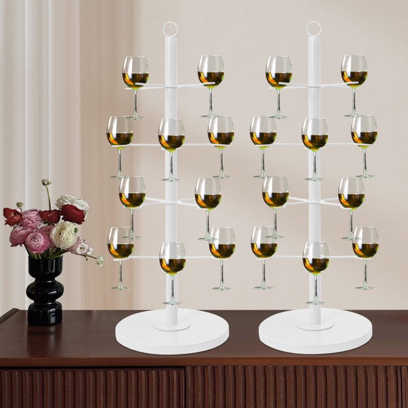 Présentoir à verres à vin 2 pièces, tour à champagne, support à cocktail à 4 niveaux