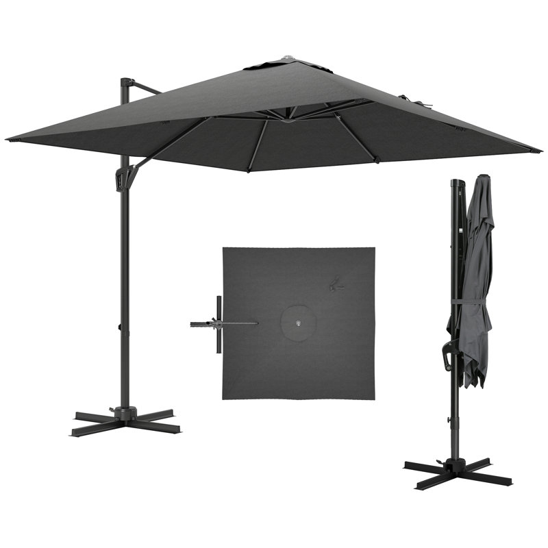245cm Tilt Cantilever Parasol, Black