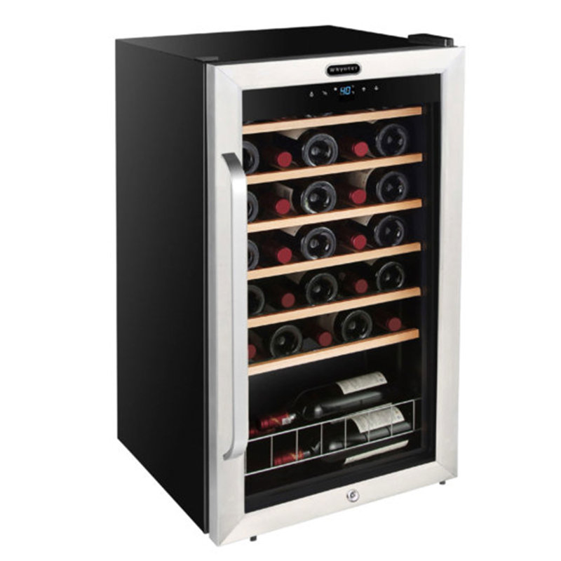 34 Bottle Stainless Steel Freestanding Wine Cooler with LED Lighting