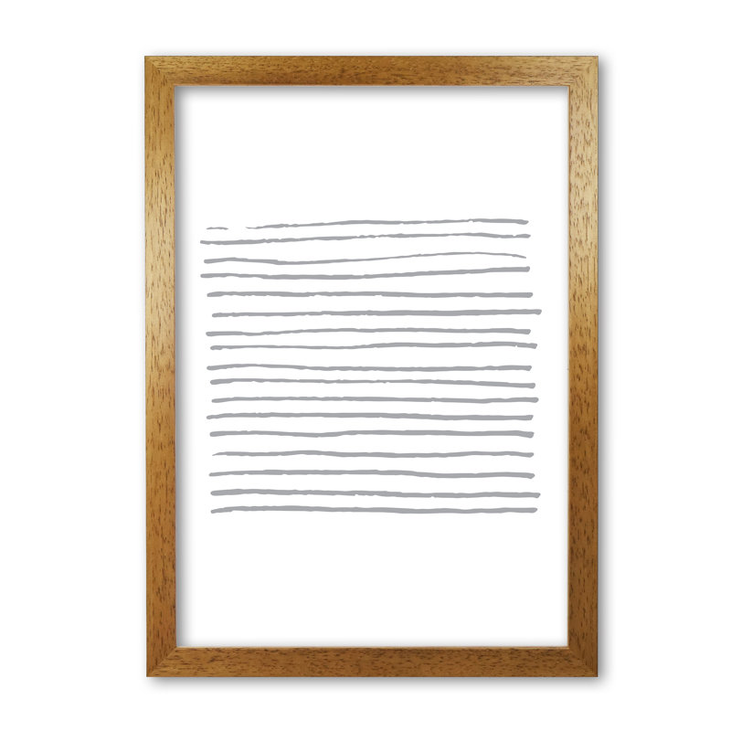 Grey Zebra Lines Abstract - Print, Honey Oak Frame, 30 cm H x 21 cm W x 5 cm D