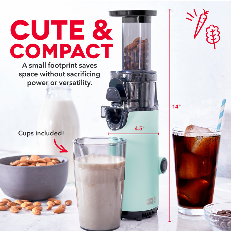 DASH Deluxe Compact Cold-Press Power Juicer, Aqua