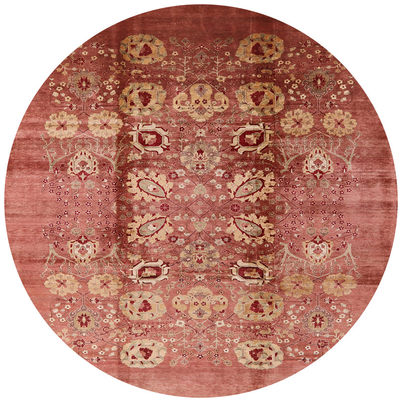 Tapis à motif floral rose, Rond 8 pi