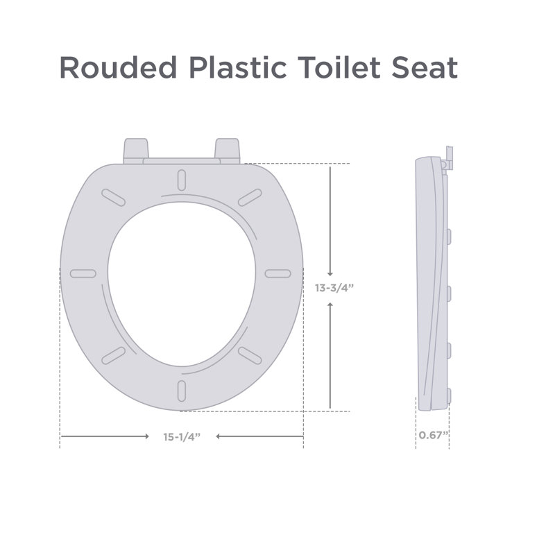 Round Slow-Close Toilet Seat with Adjustable Hinges and Easy Removal in White Molded Plastic, Standard Size Fit, White