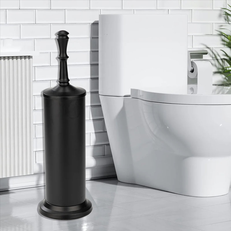 Ensemble de brosses de toilette 16 po de haut noir avec support