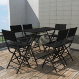 Alisander 6 - Person Metal Patio Dining Set with Rectangular Table