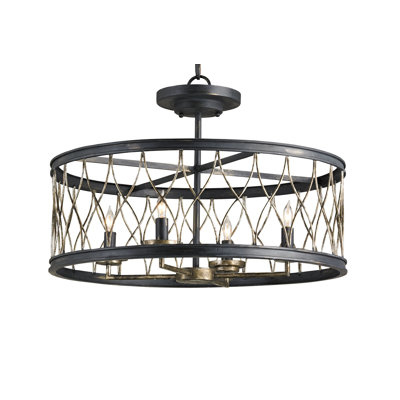 Crisscross 4 - Light Dimmable Drum Chandelier