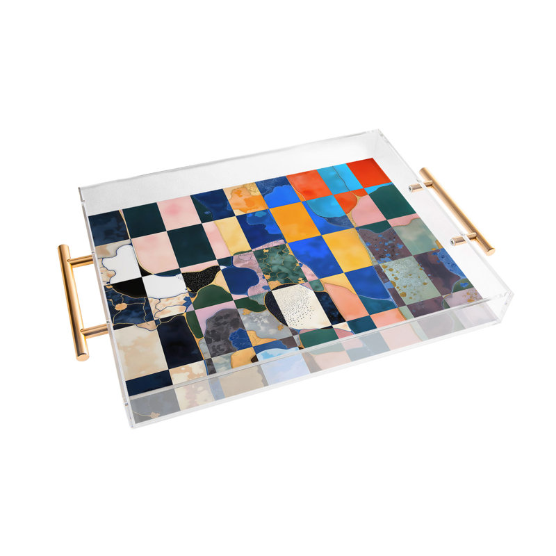Cassidy Rae Marietta Swiss Cross Remix Acrylic Tray, Blue, Checkered