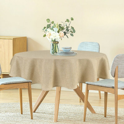 1 Piece Round Linen Tablecloth for Kitchen Dining Room Linen Texture Table Cover,Wrinkle and Stain Resistant,Washable Polyester Fabric Table Cloth for Holiday Farmhouse Party